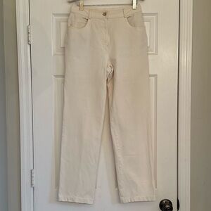 St. John Sport Women’s Sz 2 Trousers Cream Lightweight High Waist Logo Vintage